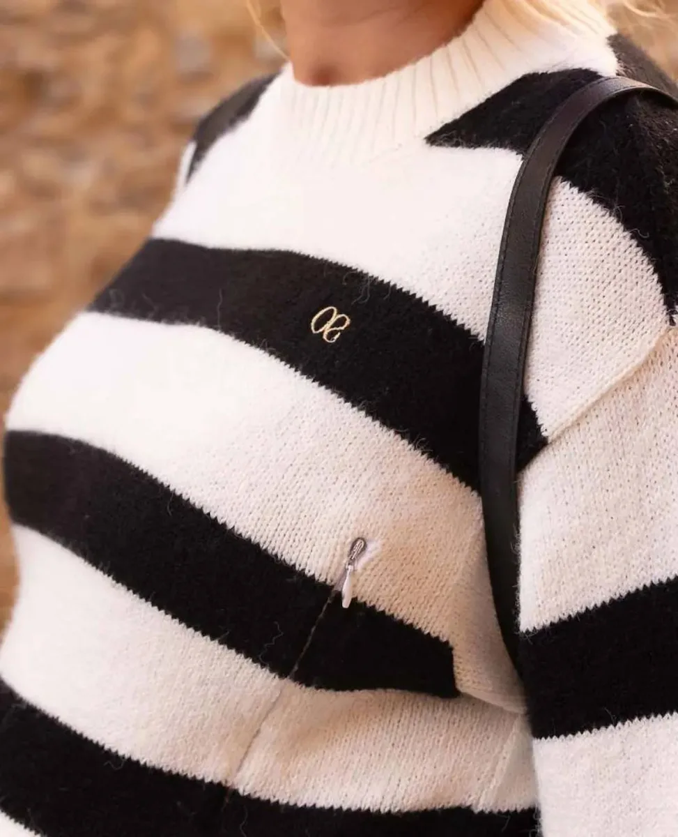 Robe Pull De Grossesse Et D'allaitement Normandie Noir / Blanc - 3