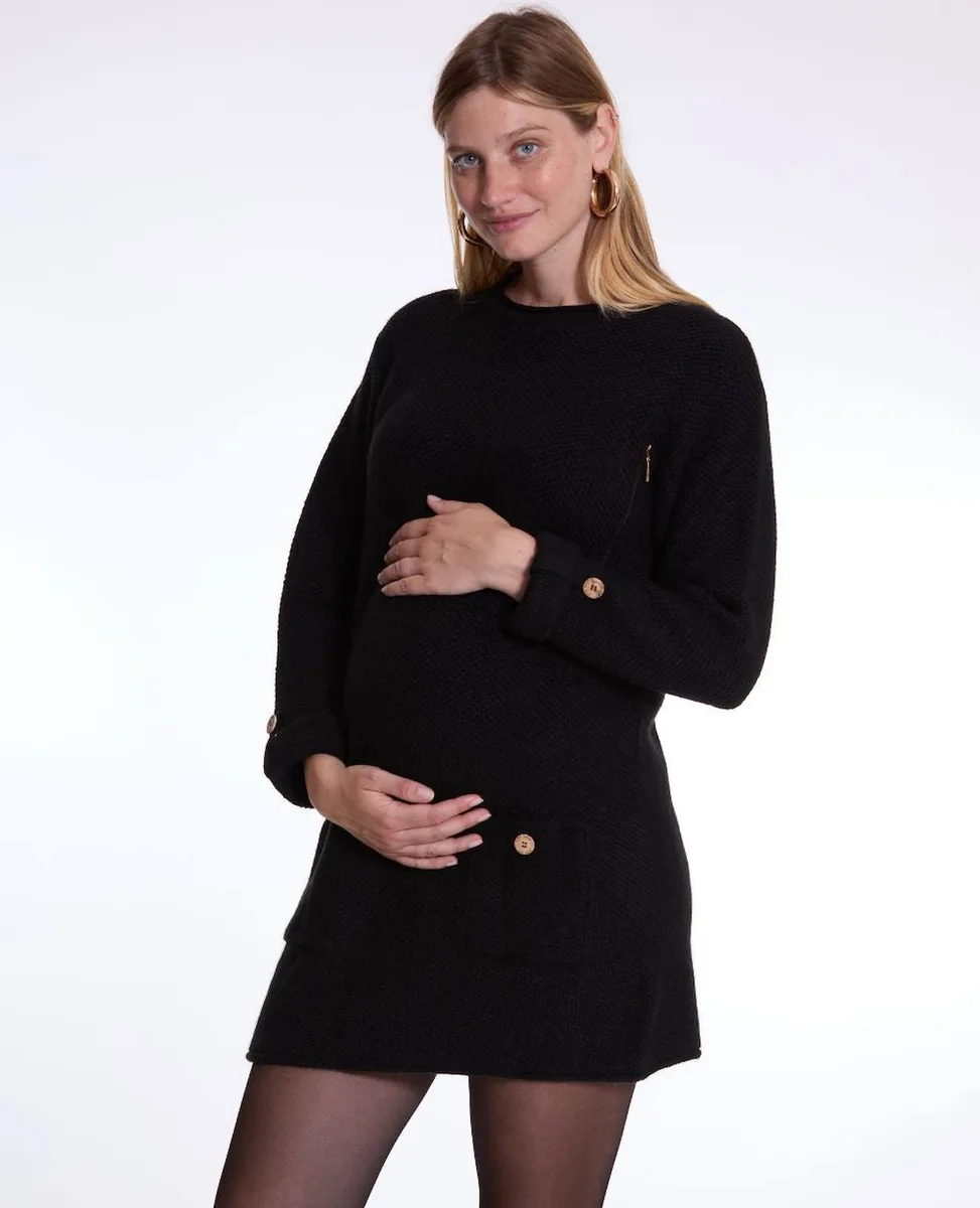 Robe Pull De Grossesse Et D'allaitement Honey Noir - 3