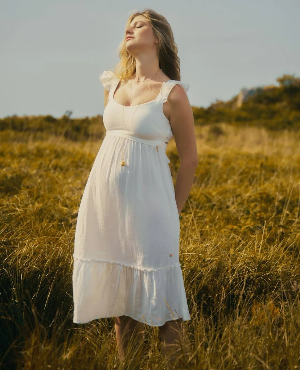 Robe De Grossesse Et D'allaitement Melody Blanc